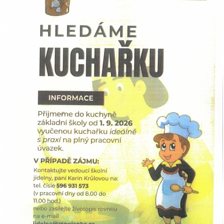 Hledáme kuchařku