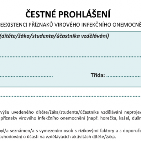 Podmínky provozu školy od 25. 5. 2020